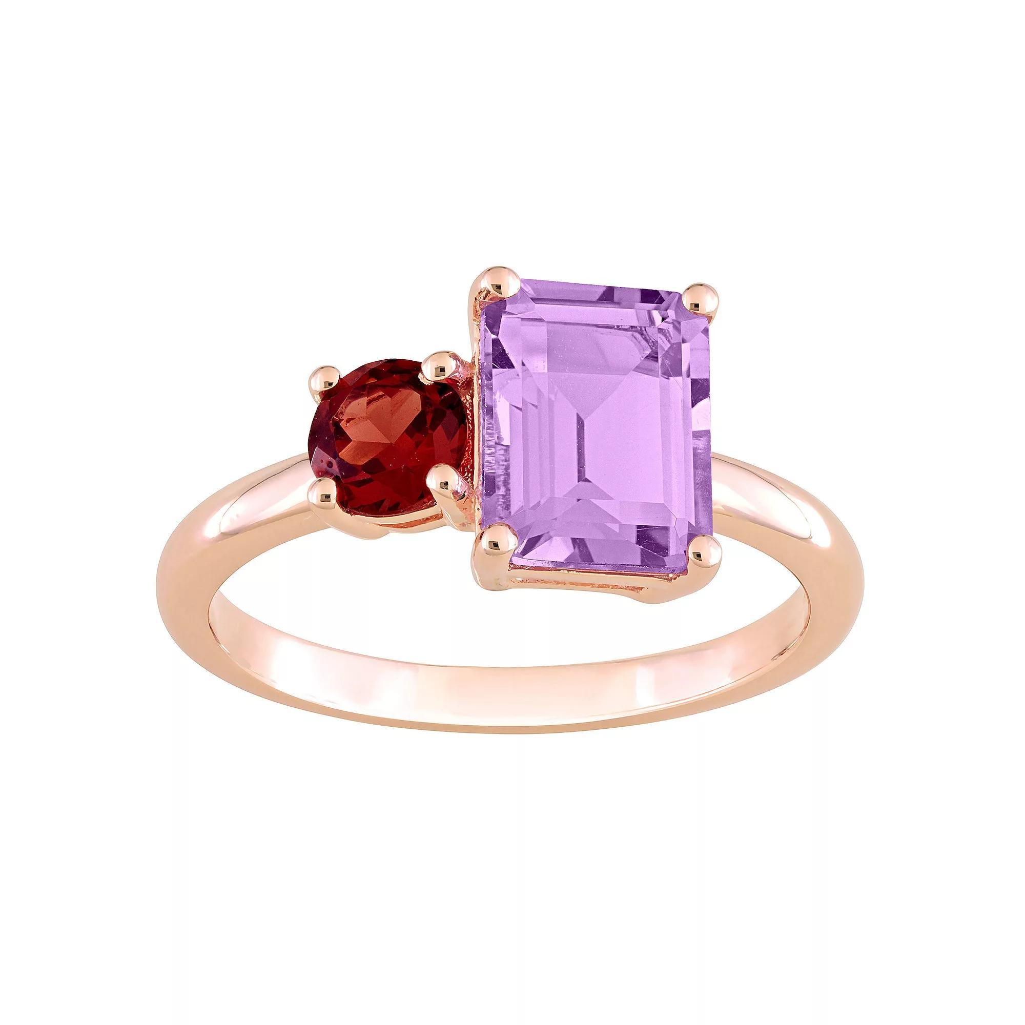 Stella Grace 18k Rose Gold Over Silver Amethyst & Garnet Cocktail Ring, Women's, Size: 5, Pink Tone Product Image