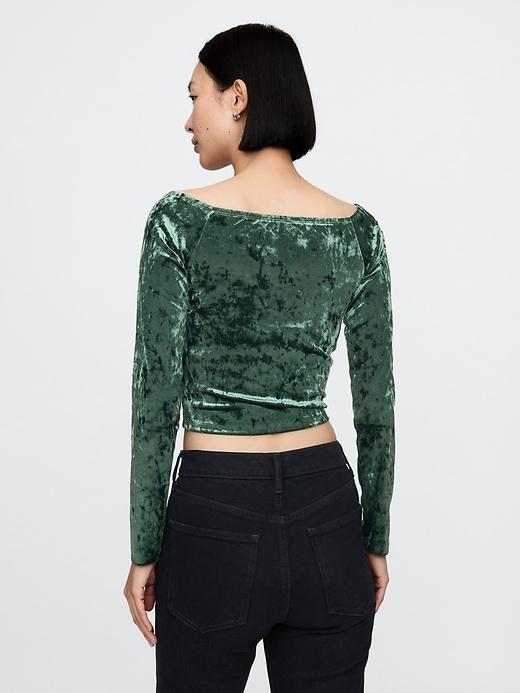 Cropped Velvet Off-Shoulder Top Product Image