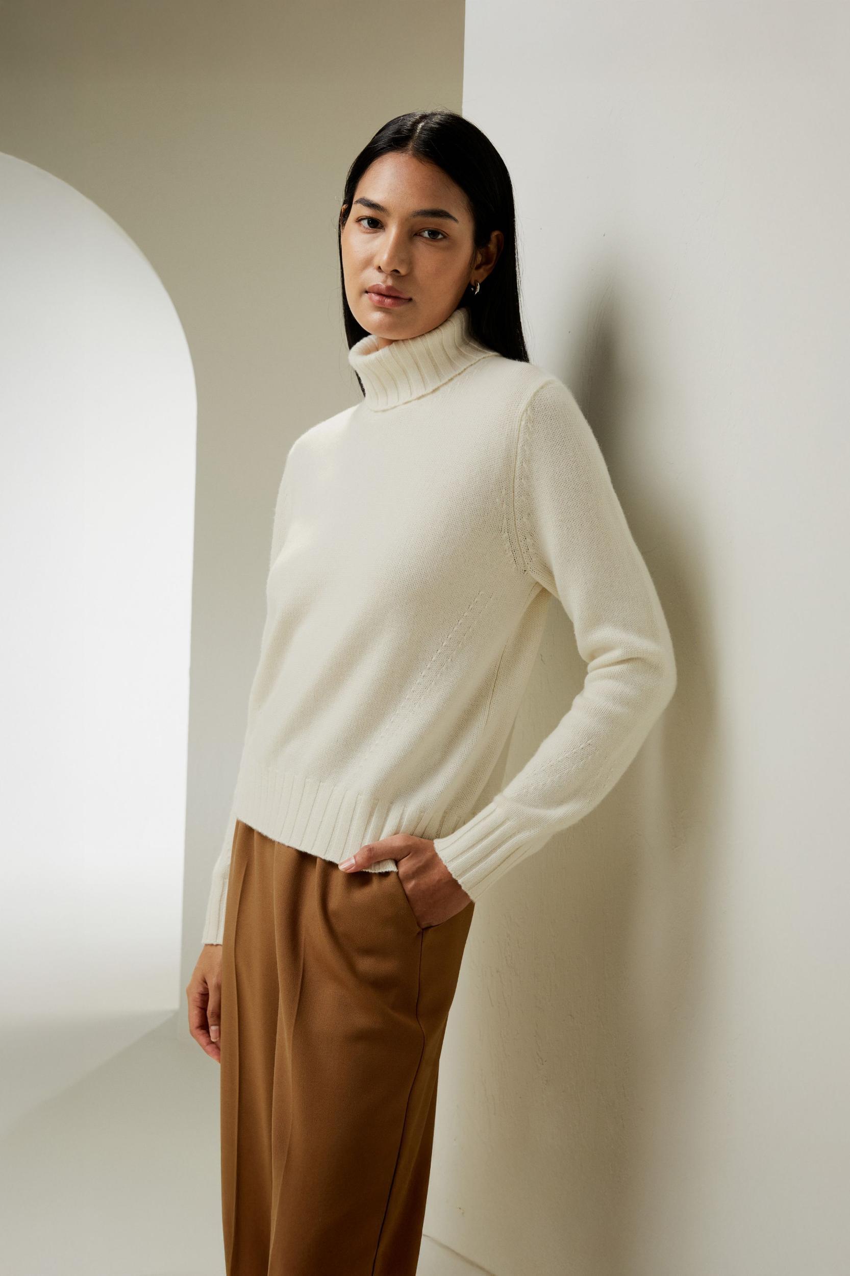 Turtleneck Sweater with Rib Hemline Product Image