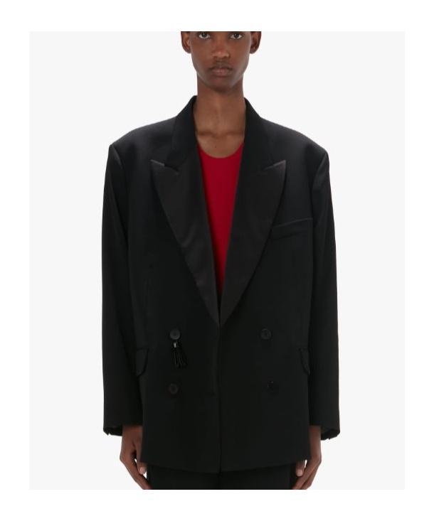 JW ANDERSON Double-breasted Contrasting-collar Blazer In Black Product Image