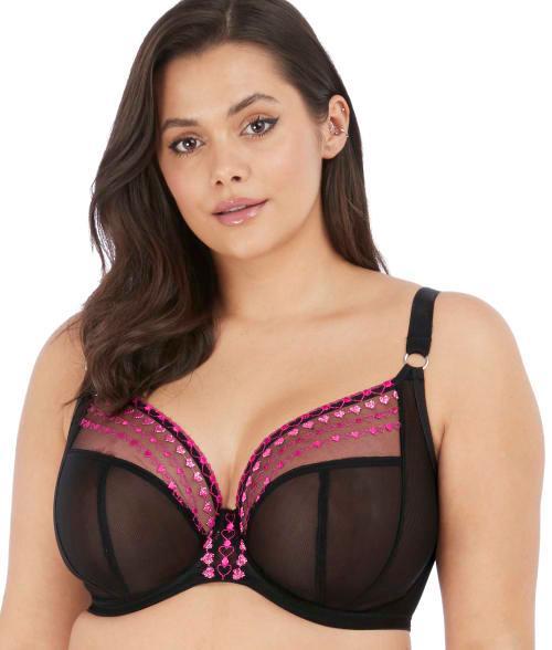 Elomi Plus Size Matilda Embroidered Sheer Plunging Convertible U-Back to Racerback Contour Wire Full Product Image