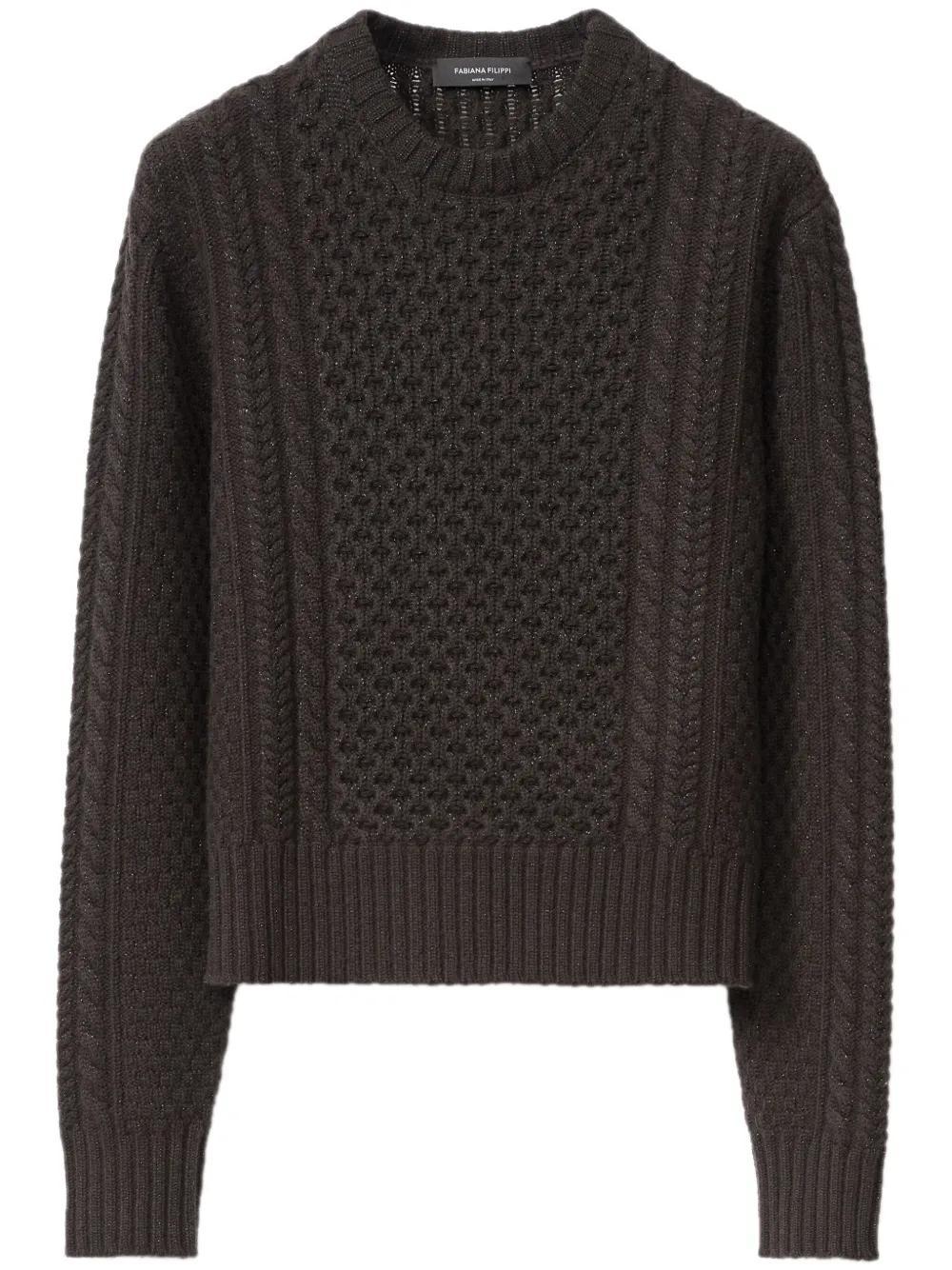 FABIANA FILIPPI Platinum Fisherman Sweater With Lurex In Brown Product Image