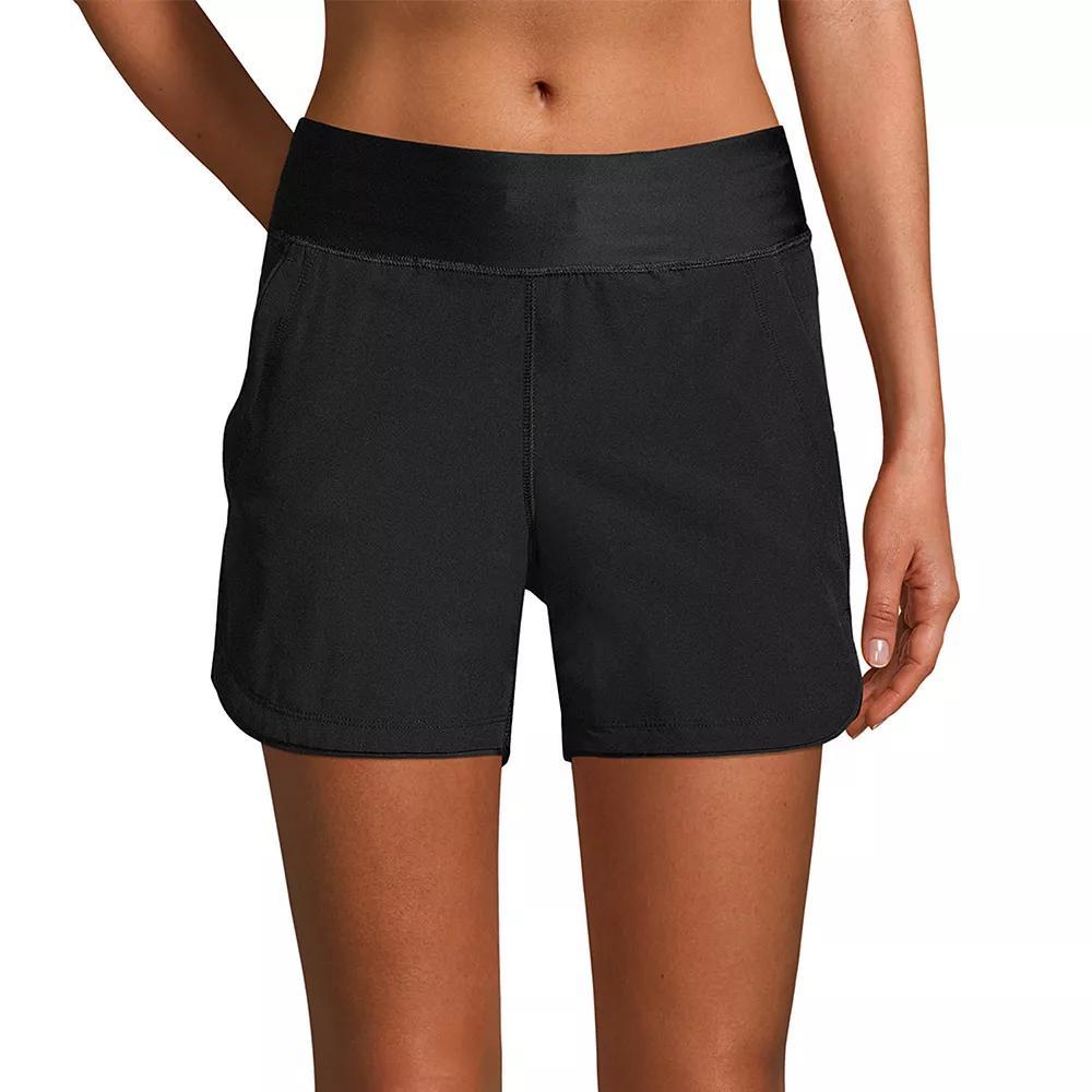 Petite Lands' End 5" Quick Dry Swim Shorts With Panty, Women's, Size: 8 Petite, Black Product Image