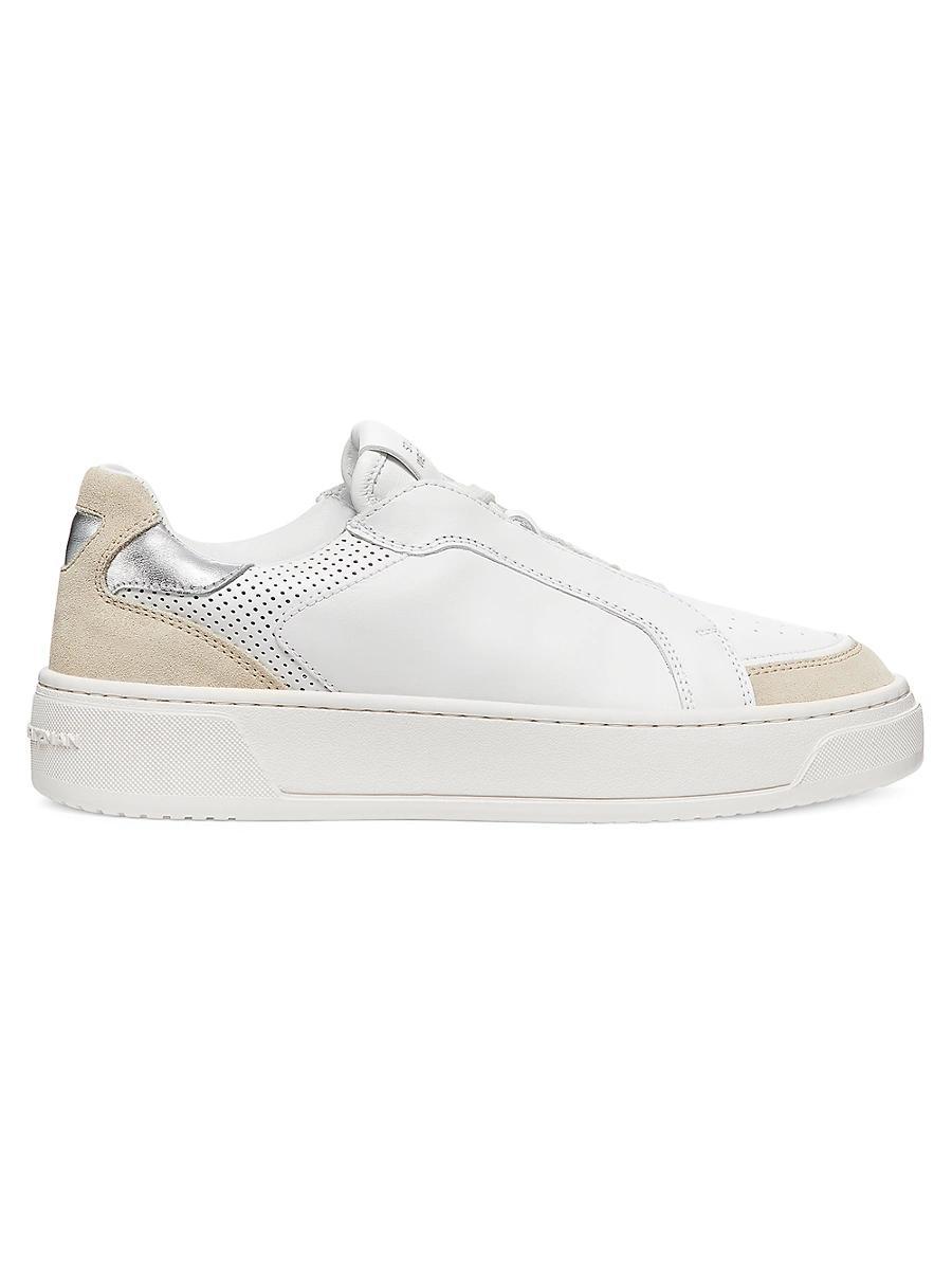 Courtside Mixed Leather Retro Low-Top Sneakers Product Image