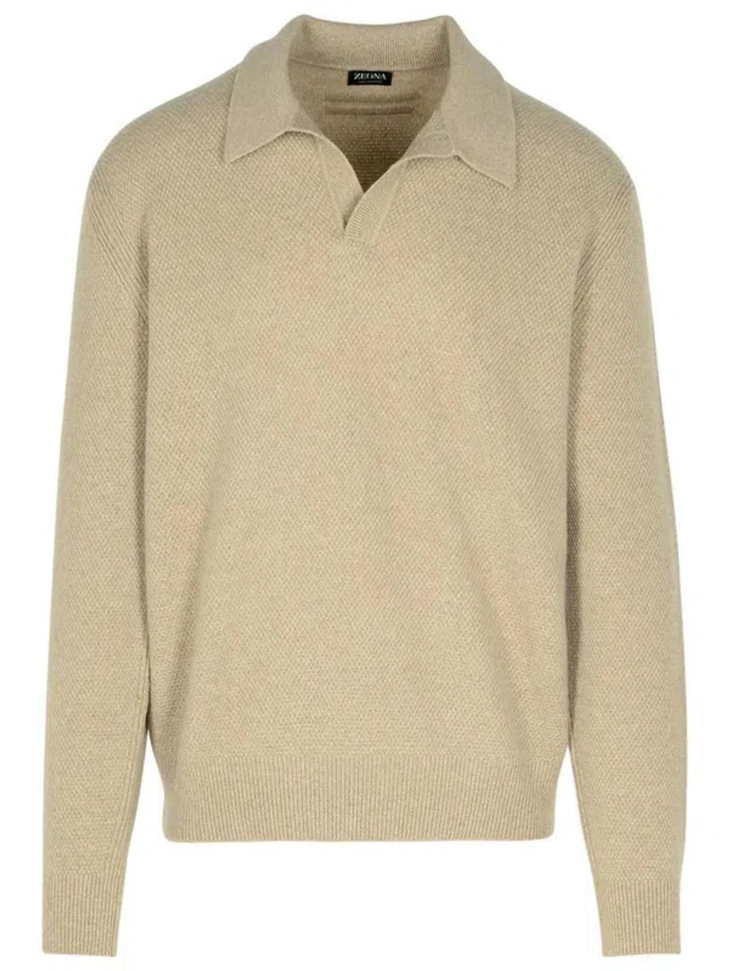 ZEGNA Beige Cashmere Sweater Product Image
