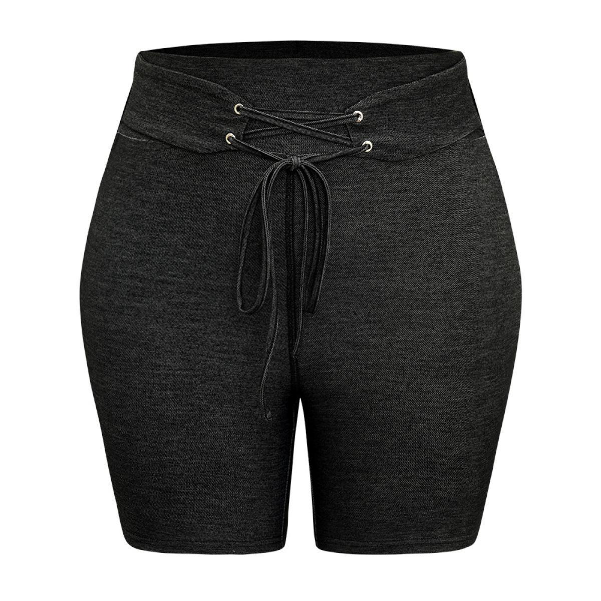 Plus Size Solid High Rise Ties Very Stretchy Leggings Women Black Casual High stretch Skinny High Rise Dailywear Leggings BloomChic 22-24/3X Product Image
