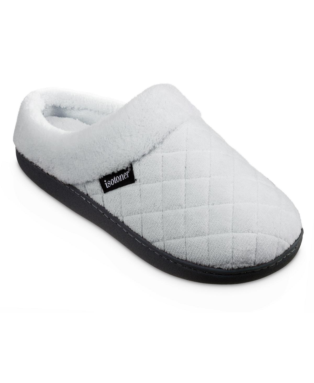 Isotoner Women's Diamond Quilted Microterry Hoodback Slippers - Light Pink L Product Image