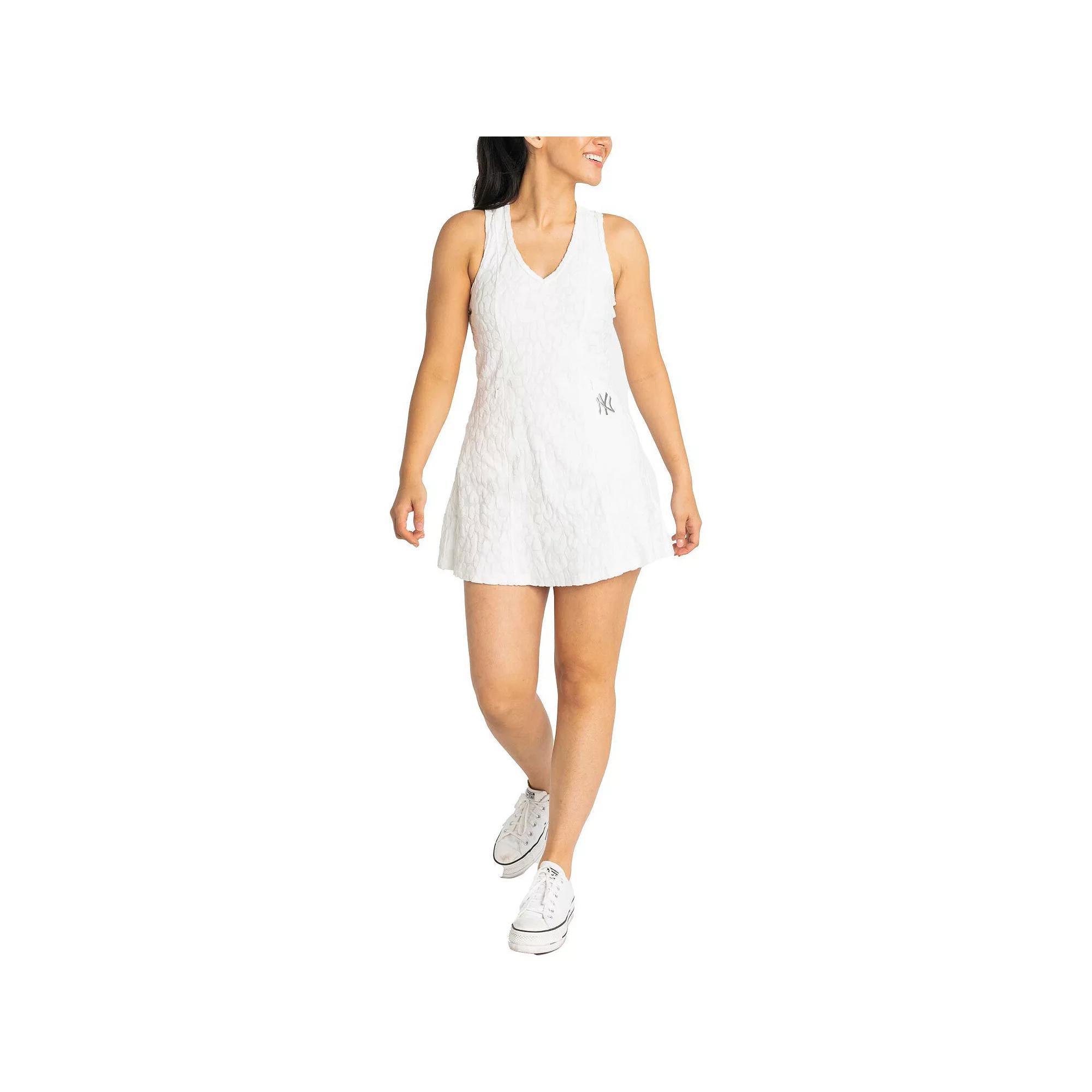 Women's Lusso White New York Yankees Tess Cheetah V-Neck Racerback Dress, Size: Small Product Image