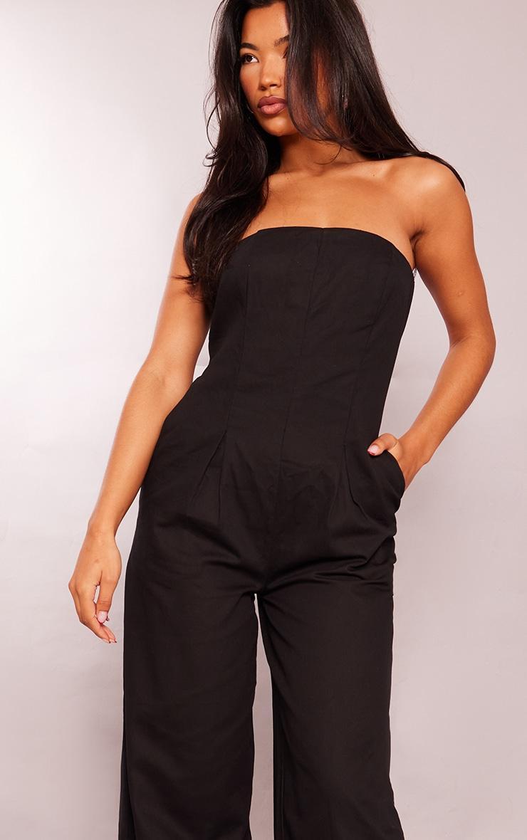Black Woven Bandeau Wide Leg Jumpsuit Product Image