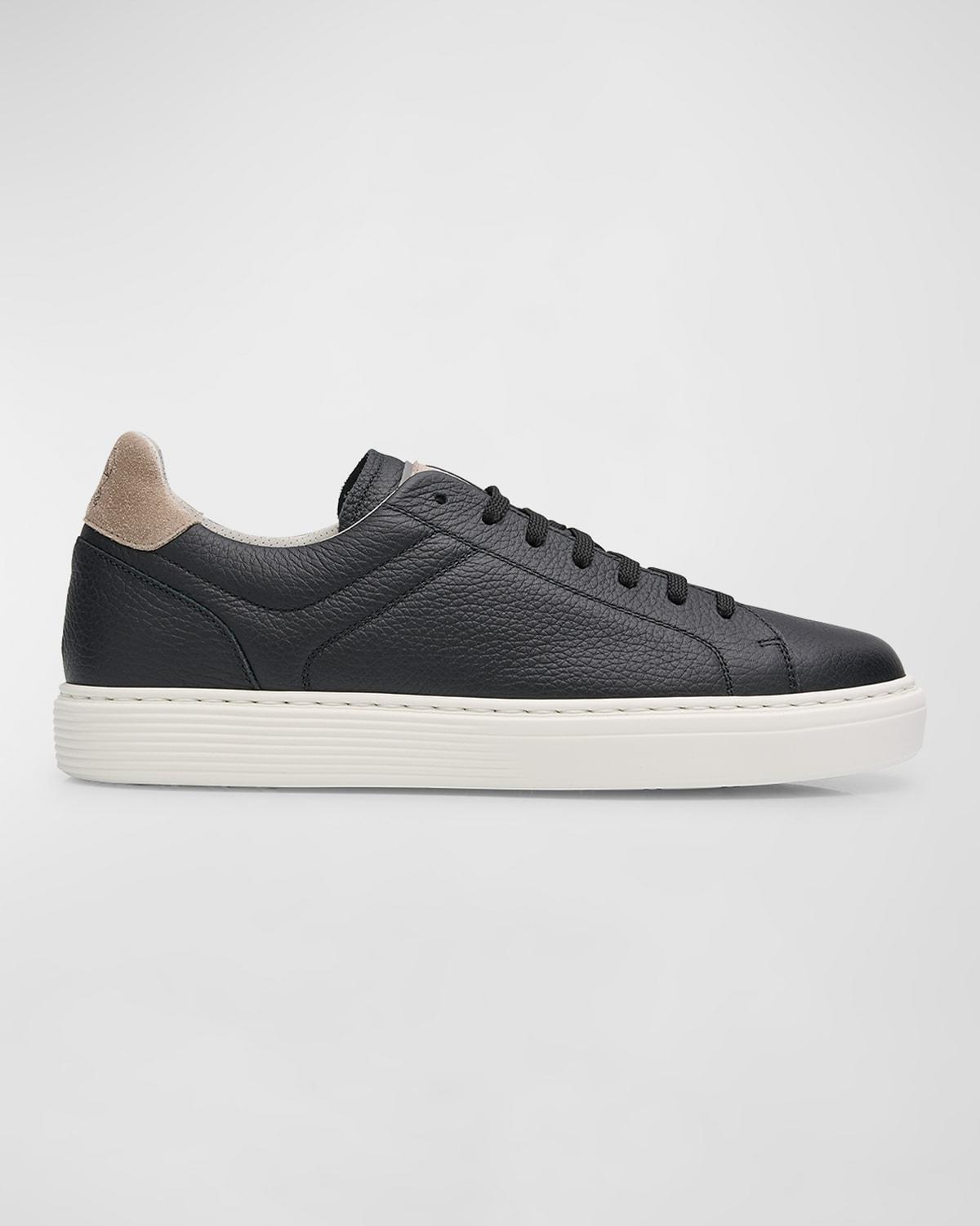 Mens Grained Calfskin Low-Top Sneakers Product Image