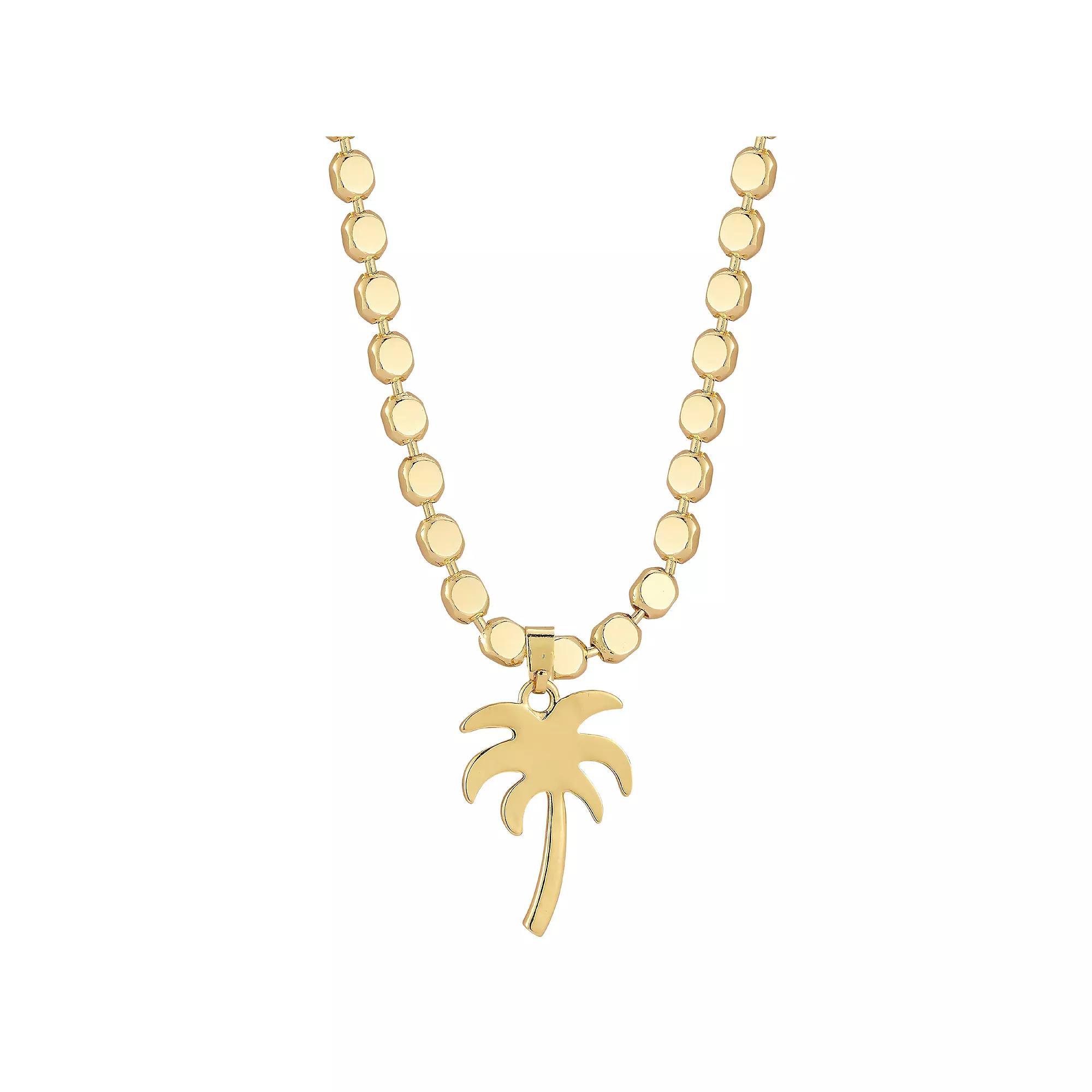 Palm Tree Pendant Necklace, Women's, Size: 17", Gold Tone Product Image