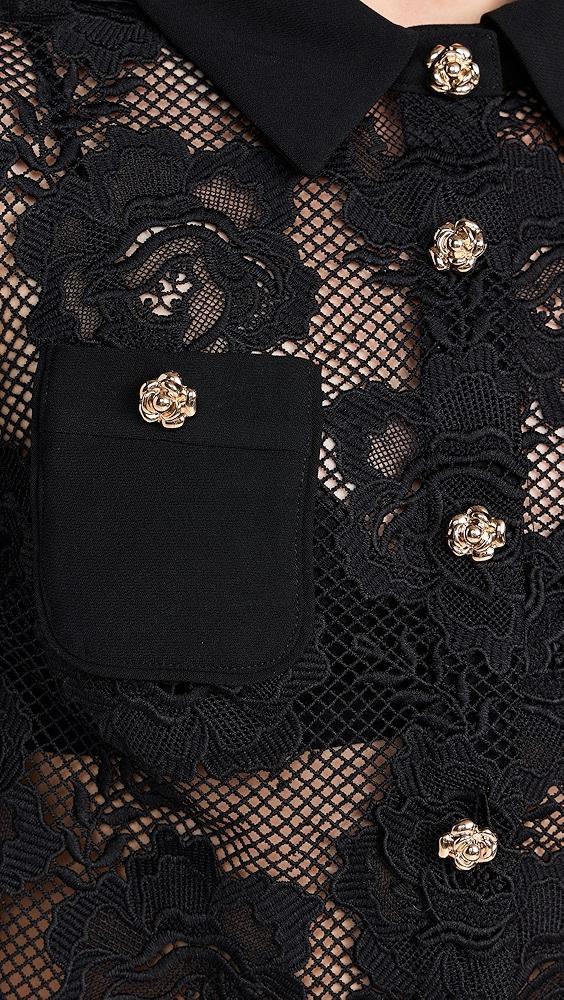 Self Portrait Black Lace Top | Shopbop Product Image