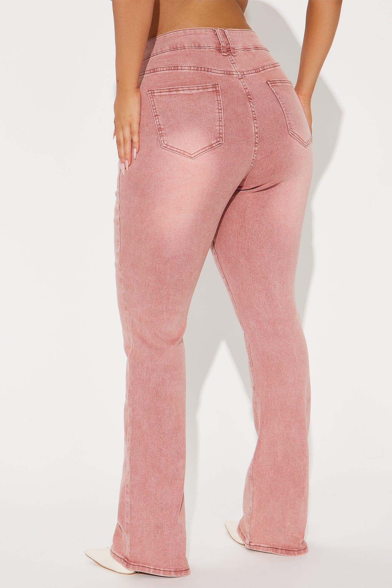 Fatal Attraction Stretch Bootcut Jeans - Pink Product Image