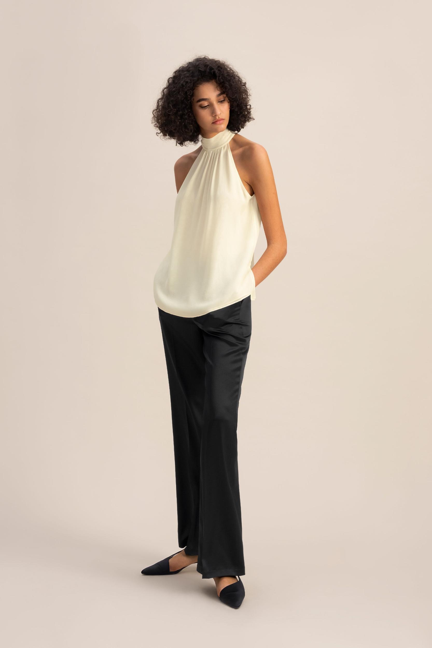 Silk Georgette Halter Neck Top Product Image