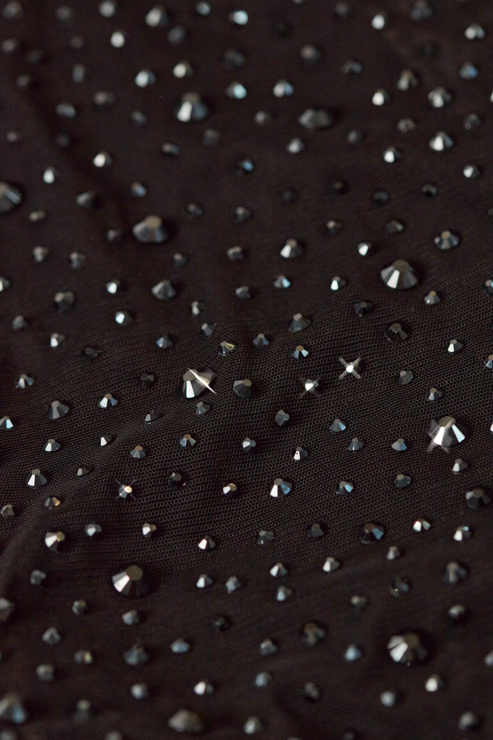 Embellished Cowl-Neck Crop Top in Black Product Image