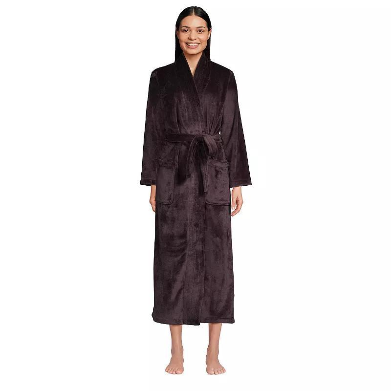 Womens Lands End Cozy Plush Long Wrap Robe Soft Tea Pink Product Image