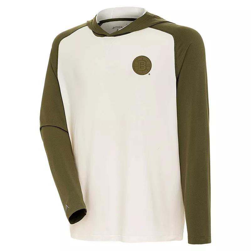 Men's Antigua Cream New Jersey Devils Intrepid Sand Long Sleeve Hoodie T-Shirt, Size: 3XL, Nhl Beige Product Image