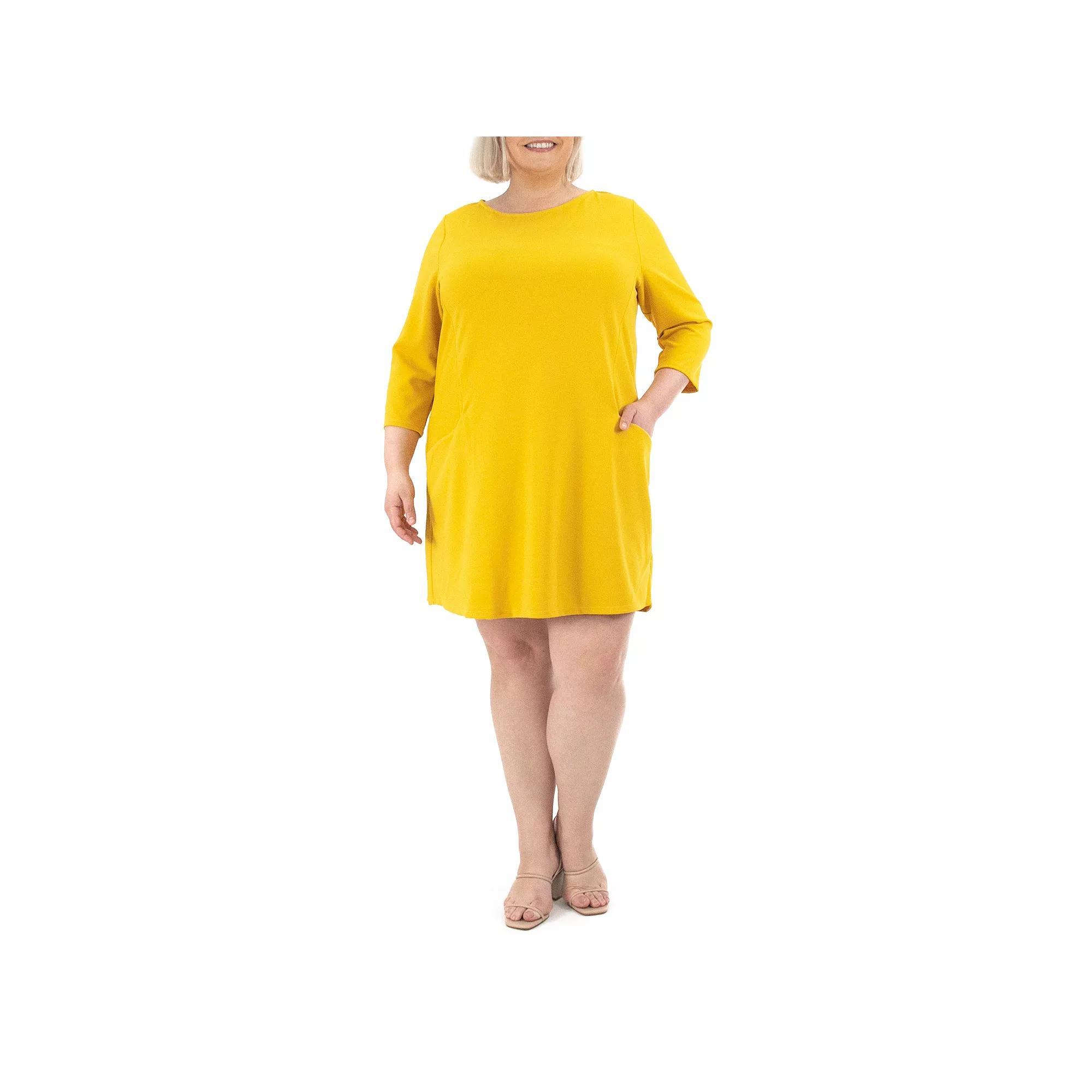 Women's Nina Leonard Solid Sheath Dress, Size: 3XL, Yellow Product Image