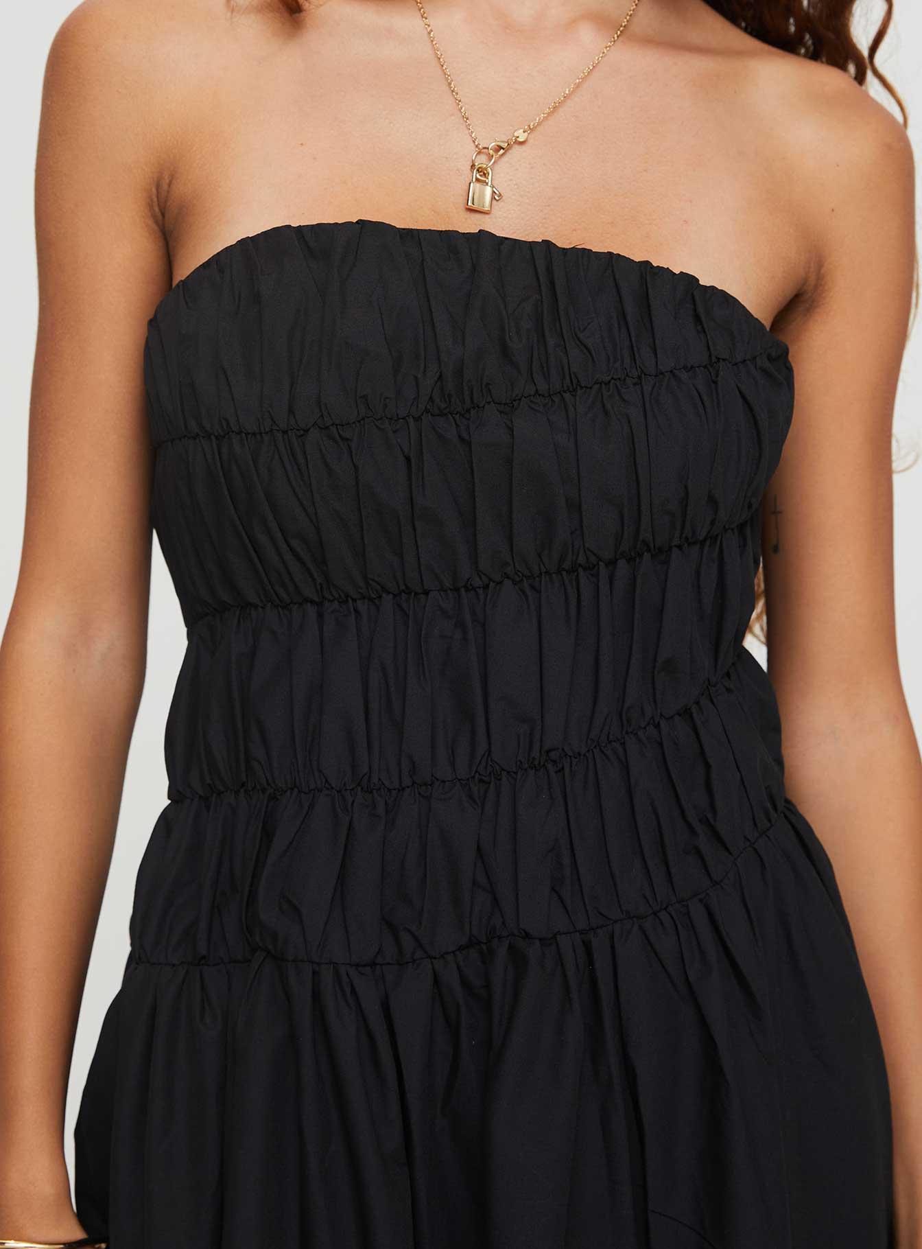 Brydie Bubble Hem Midi Dress Black Product Image