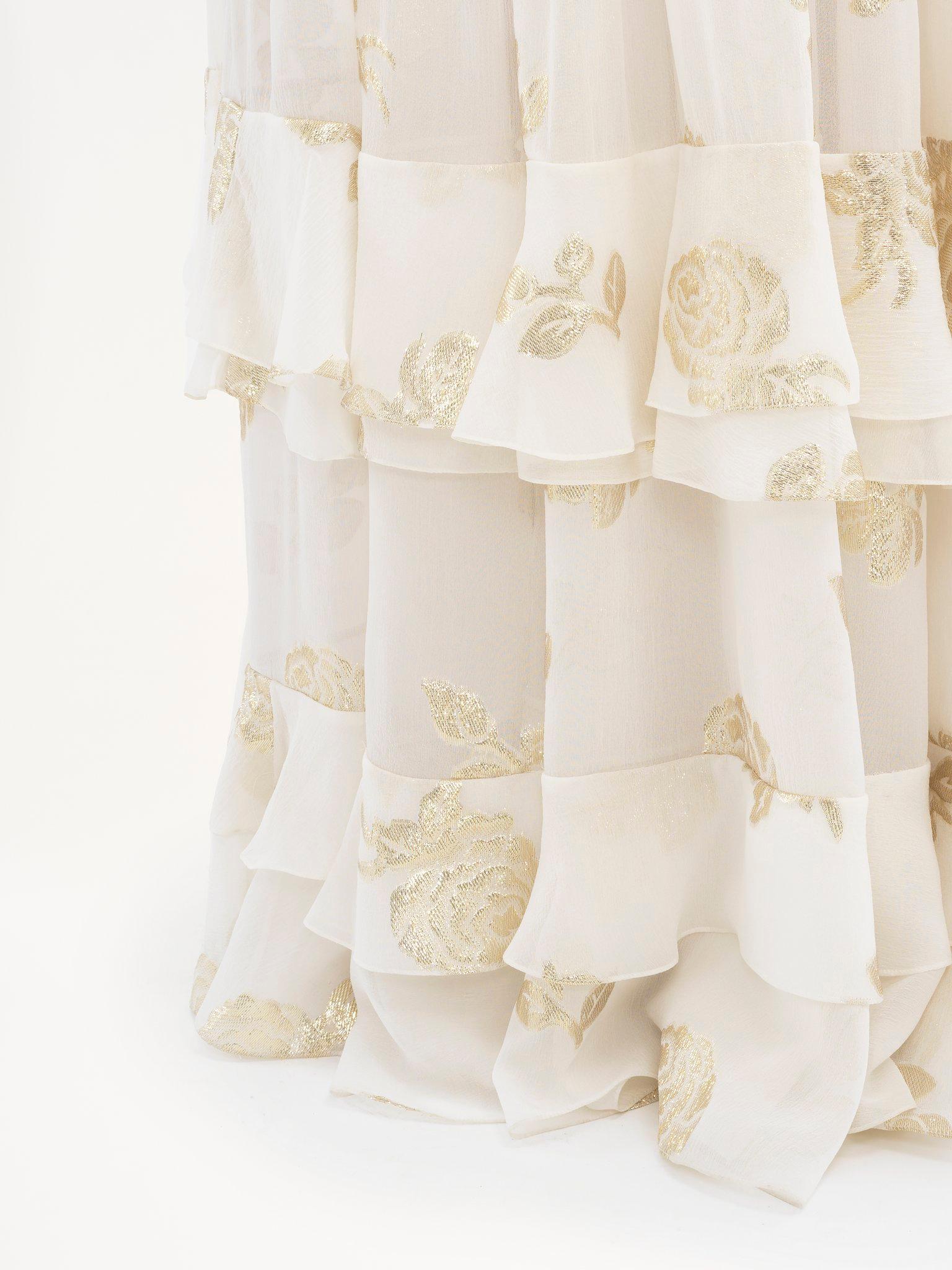 Fluid maxi skirt in silk jacquard & lurex Product Image