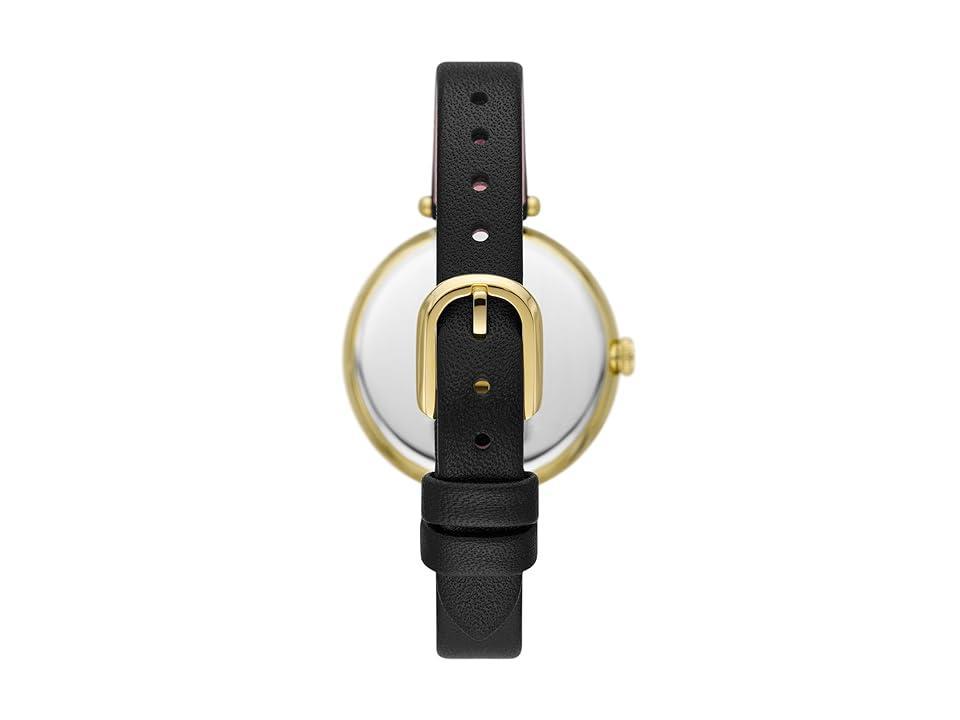 kate spade new york Womens Holland Three-Hand Black Leather Strap Watch Product Image