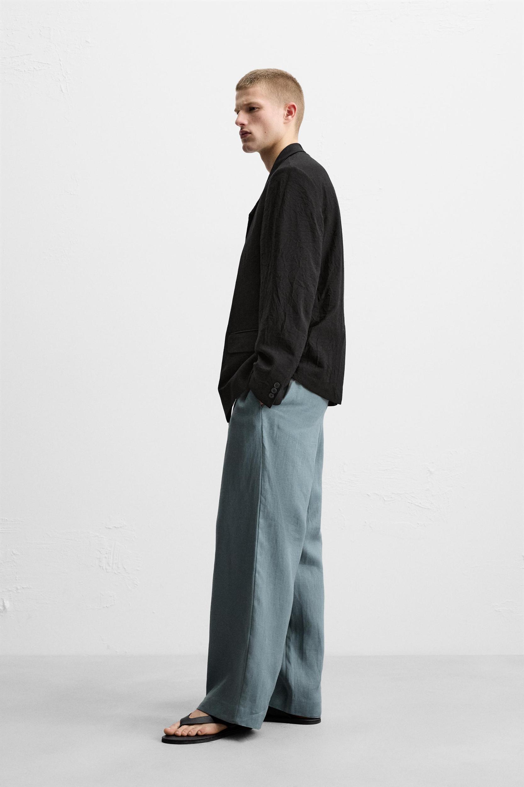 RELAXED FIT WRINKLED JACQUARD BLAZER Product Image