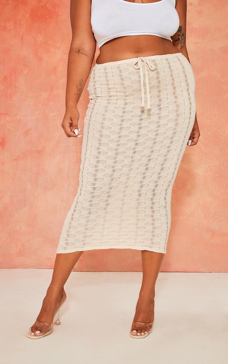 Plus Stone Textured Knit Maxi Skirt Product Image
