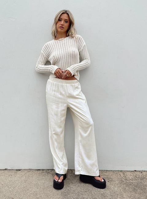 Louis Linen Blend Pants Off White Product Image
