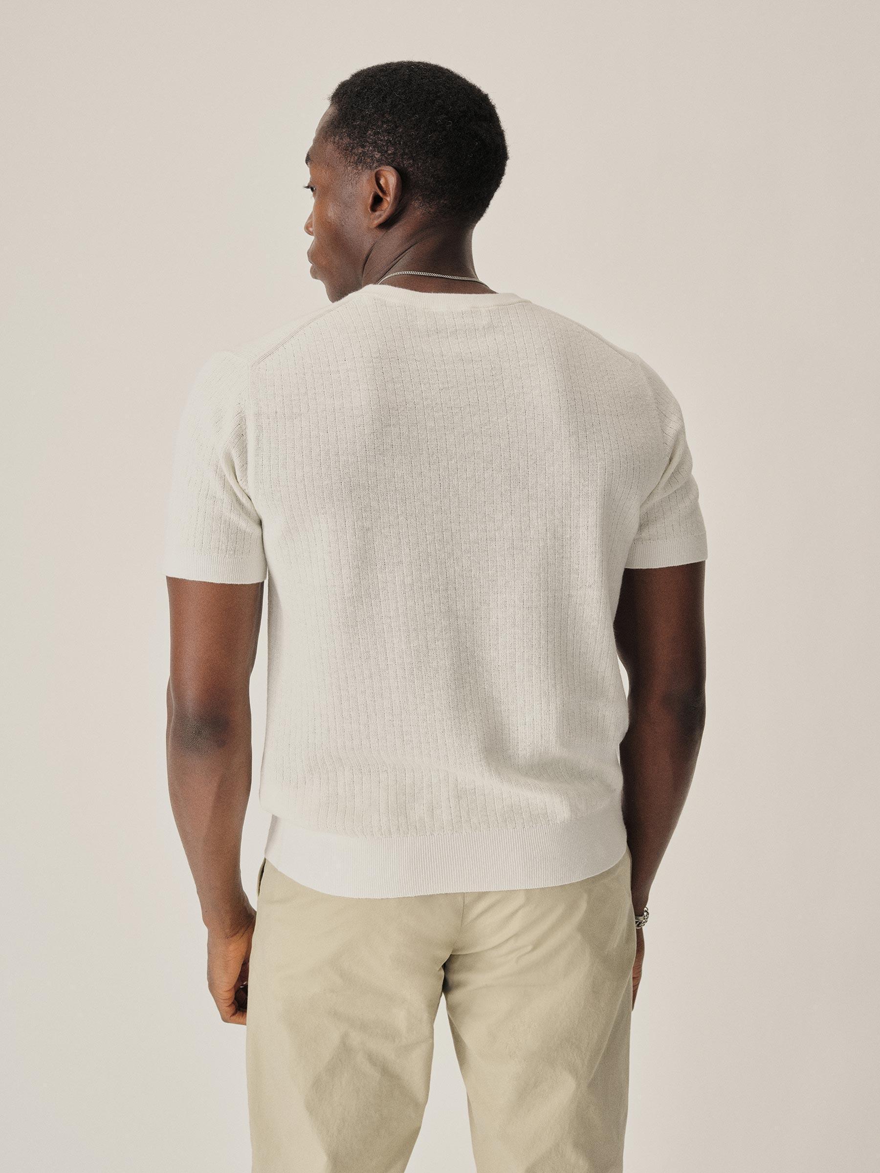 White Yuma Hemp Rib Knit Pocket Tee Product Image