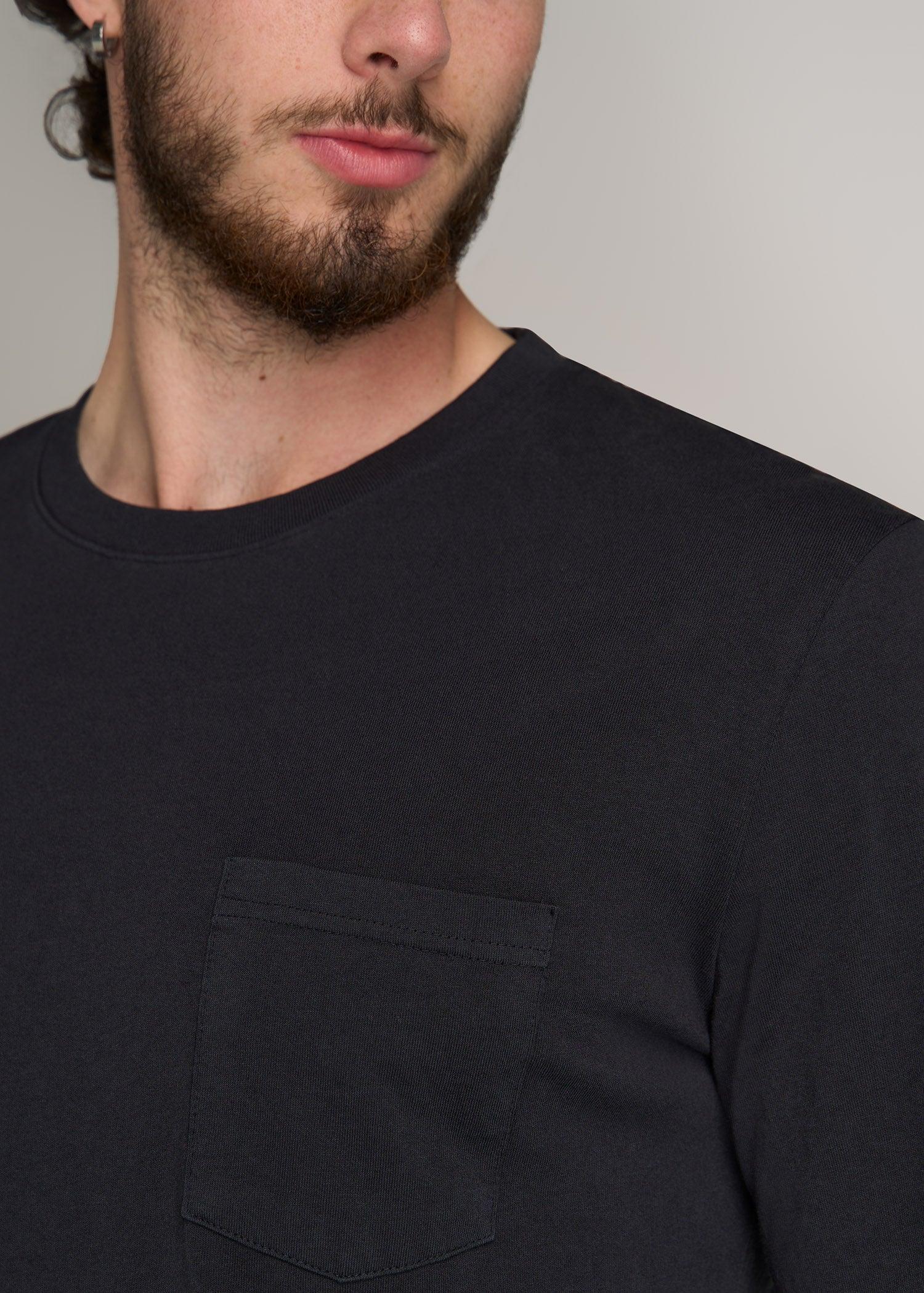 Garment Dyed Long Sleeve Pocket Tall Men's Tee in Black Product Image