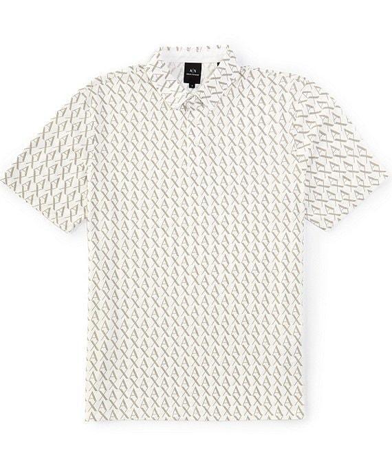 Armani Exchange Allover Logo Print Short Sleeve Polo Shirt Product Image