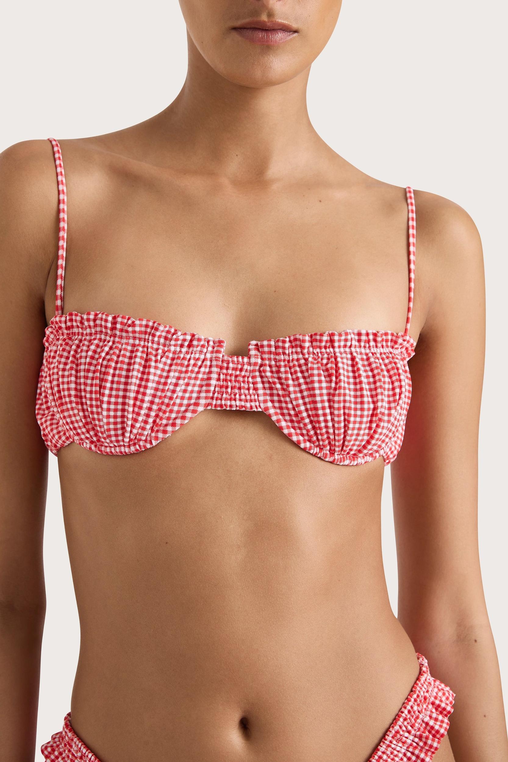 Esterel Bikini Top Gingham Red - Final Sale Product Image