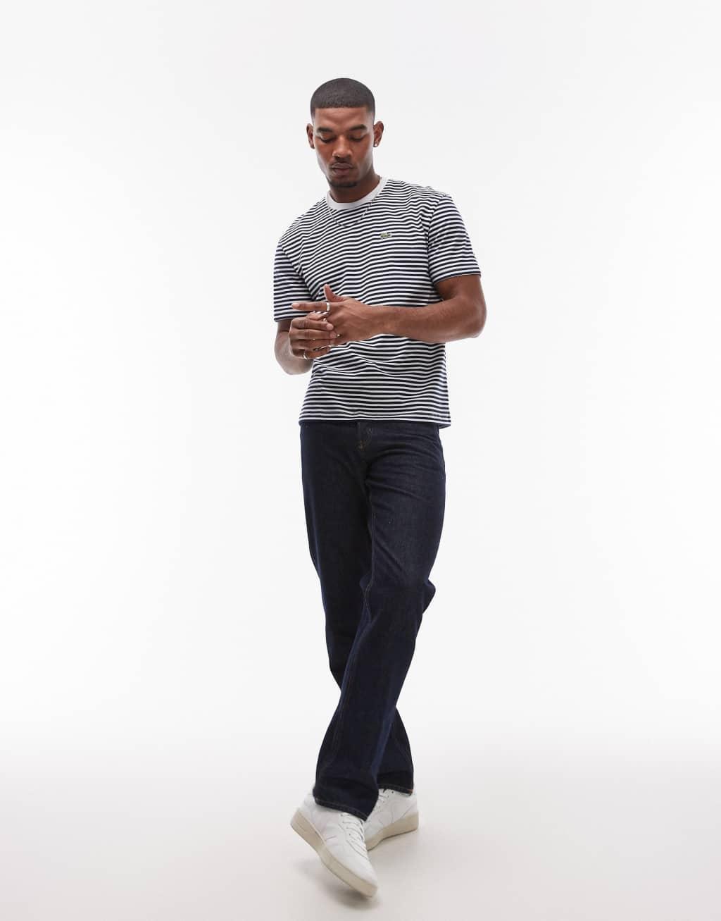 Lacoste T-shirt in horizontal navy and white stripes Product Image