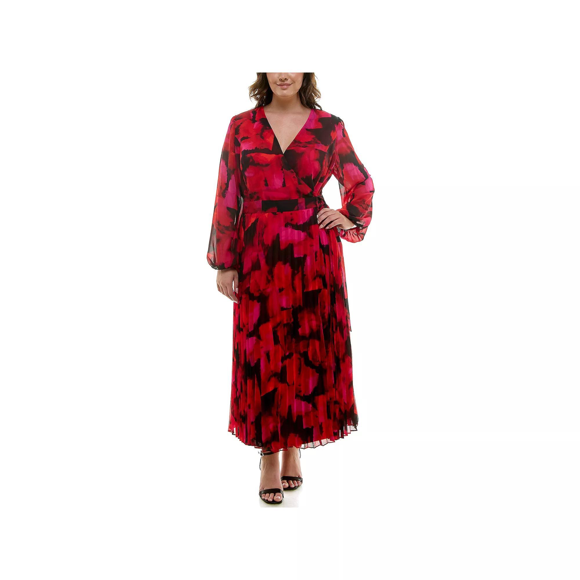 Plus Size Taylor Wrap Chiffon Maxi Dress, Womens Red Red Product Image