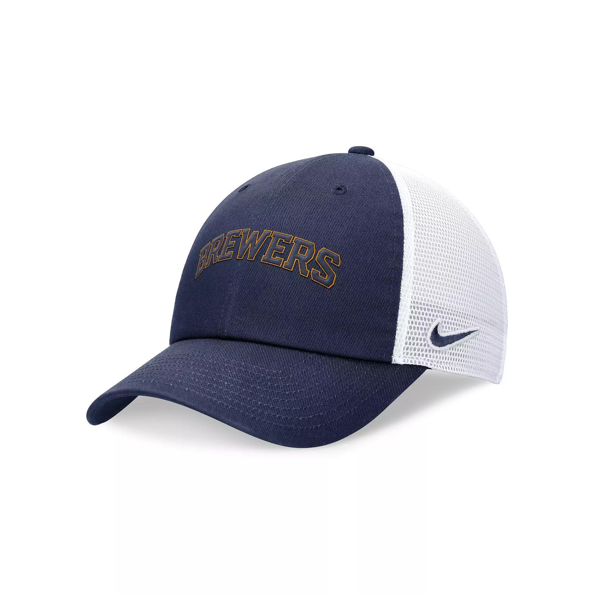 Men's Nike Navy Houston Astros Evergreen Wordmark Trucker Adjustable Hat, Size: Medium/Large, Blue Product Image