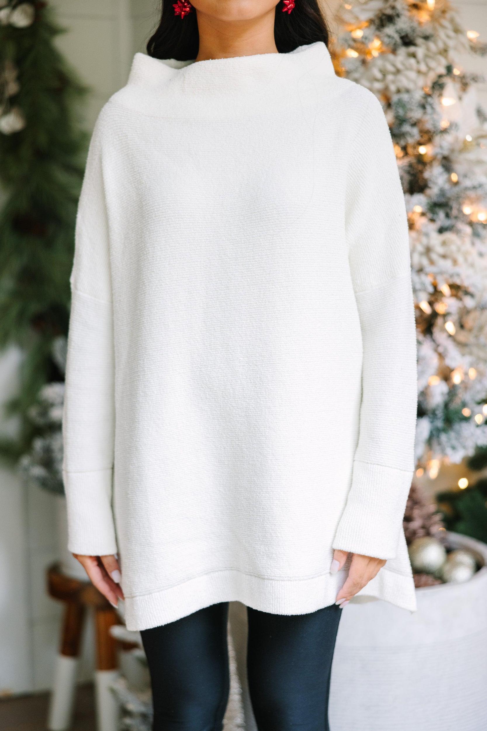 The Slouchy White Mock Neck Tunic Female Product Image