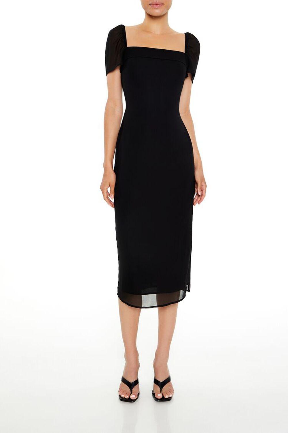 Chiffon Square-Neck Midi Dress | Forever 21 Product Image