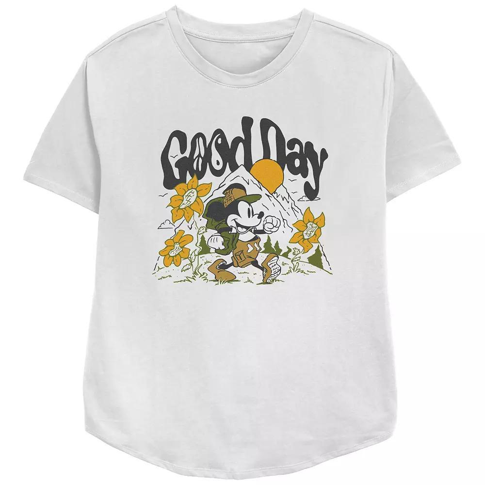 Disney's Mickey Mouse Good Day Women's Relaxed Fit Graphic Tee, Size: Medium, White Product Image