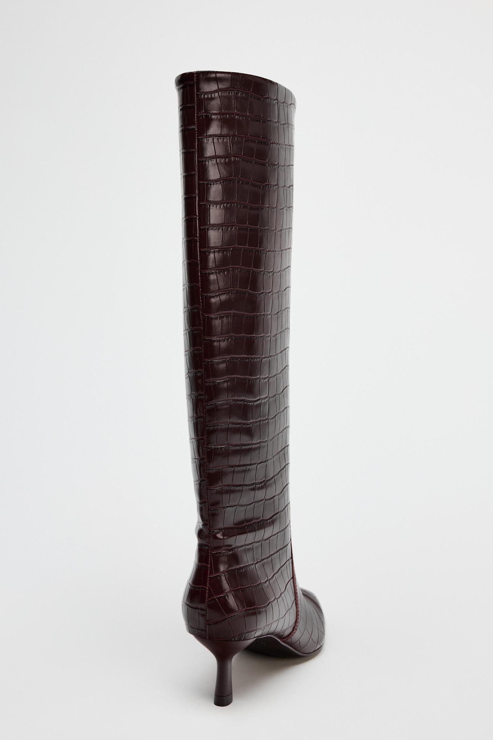 THIN HEEL EMBOSSED BOOTS Product Image