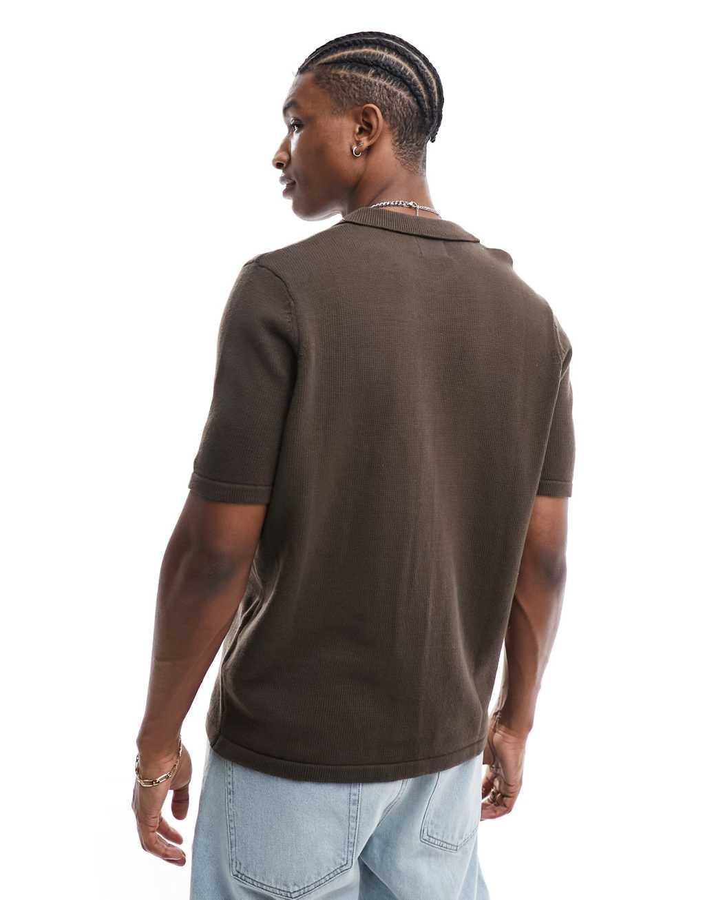 ASOS DESIGN midweight knit cotton button up polo Product Image