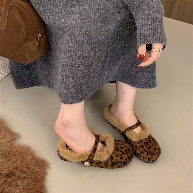 Fleece Trim Mary Jane Flats Product Image