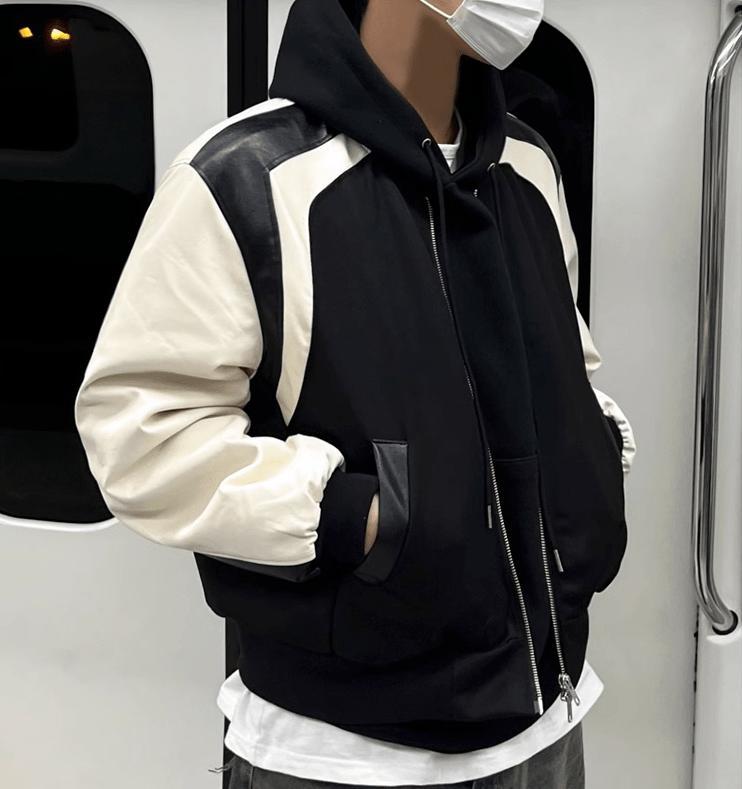 RT No. 11165 CONTRAST ZIP-UP LEATHER JK Product Image