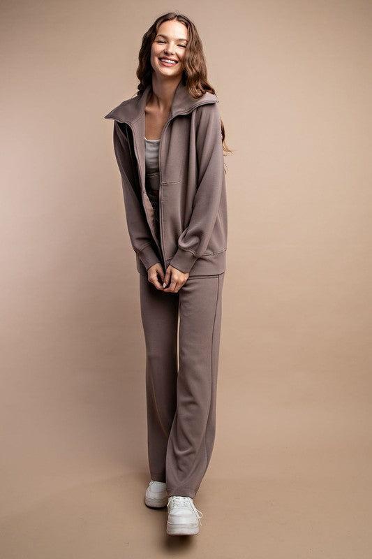 Modal Poly Full Zip Jacket in Mocha (Online Exclusive) Product Image