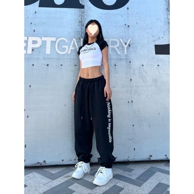 Lettering Drawstring Sweatpants Product Image