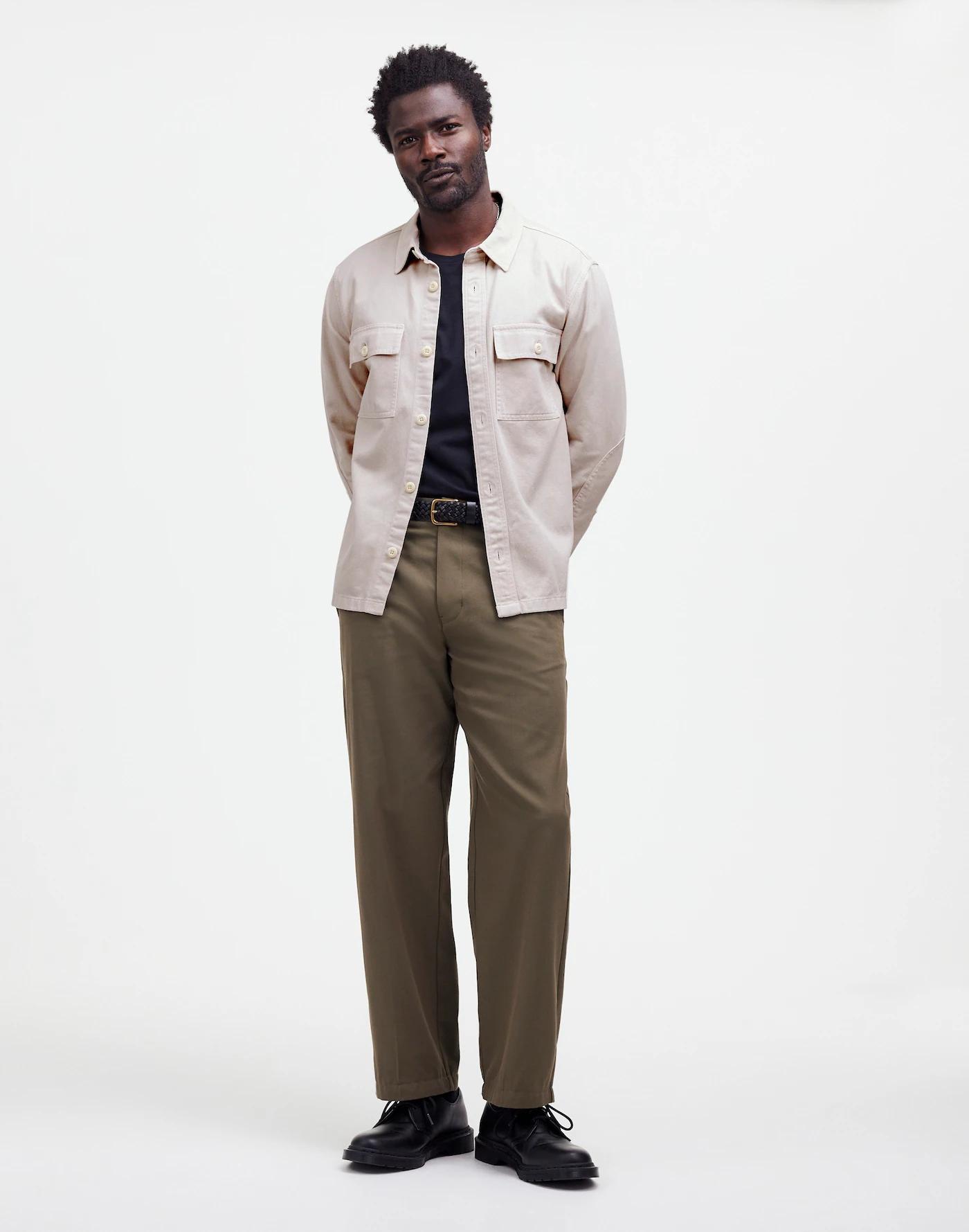Garment-Dyed Straight-Hem Work Shirt Product Image