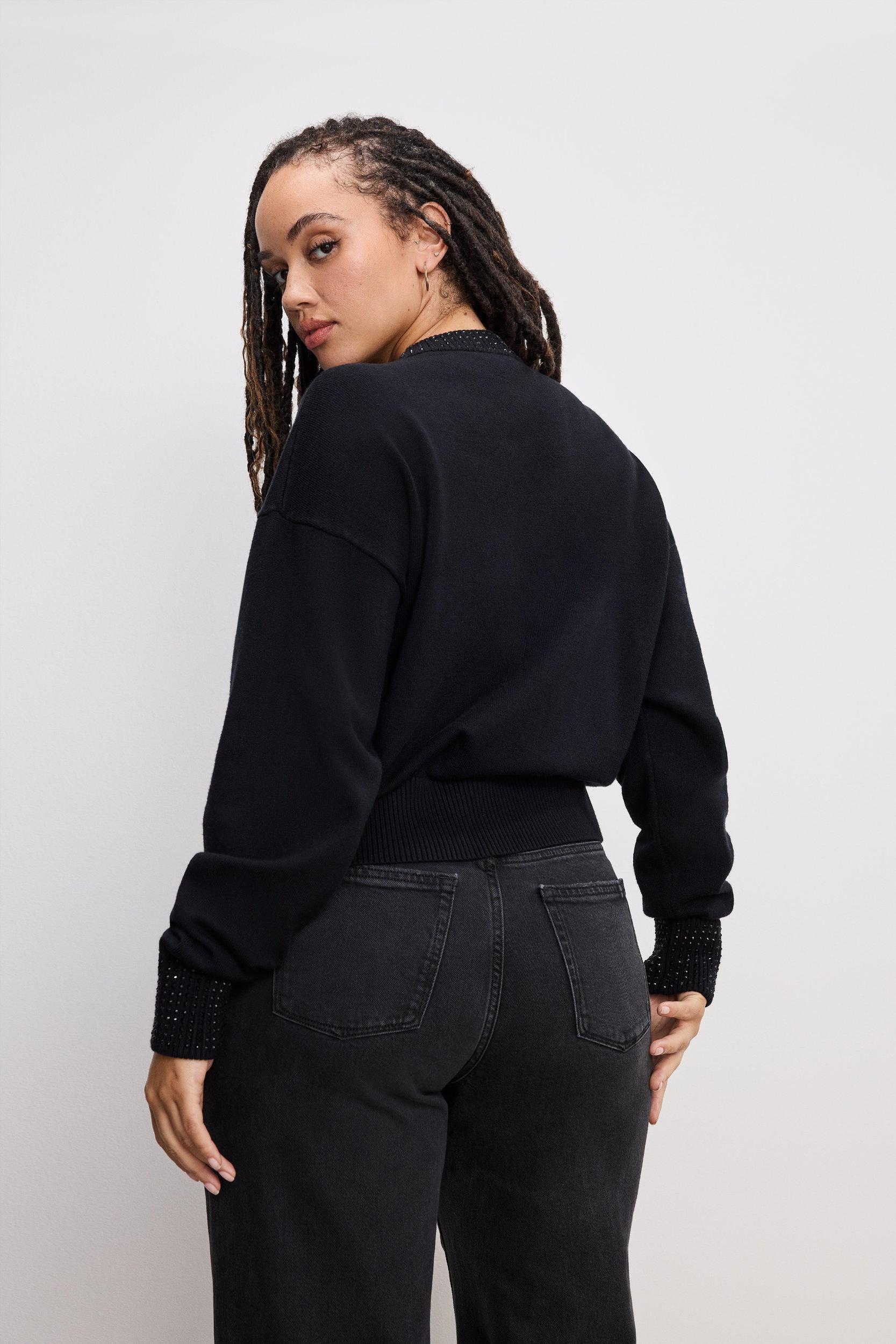 CRYSTAL CREWNECK SWEATER | BLACK001 Product Image
