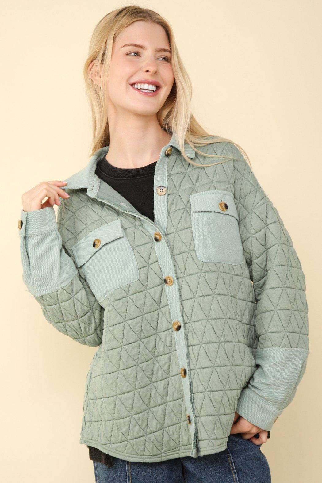 Sage Quilted Shacket Product Image
