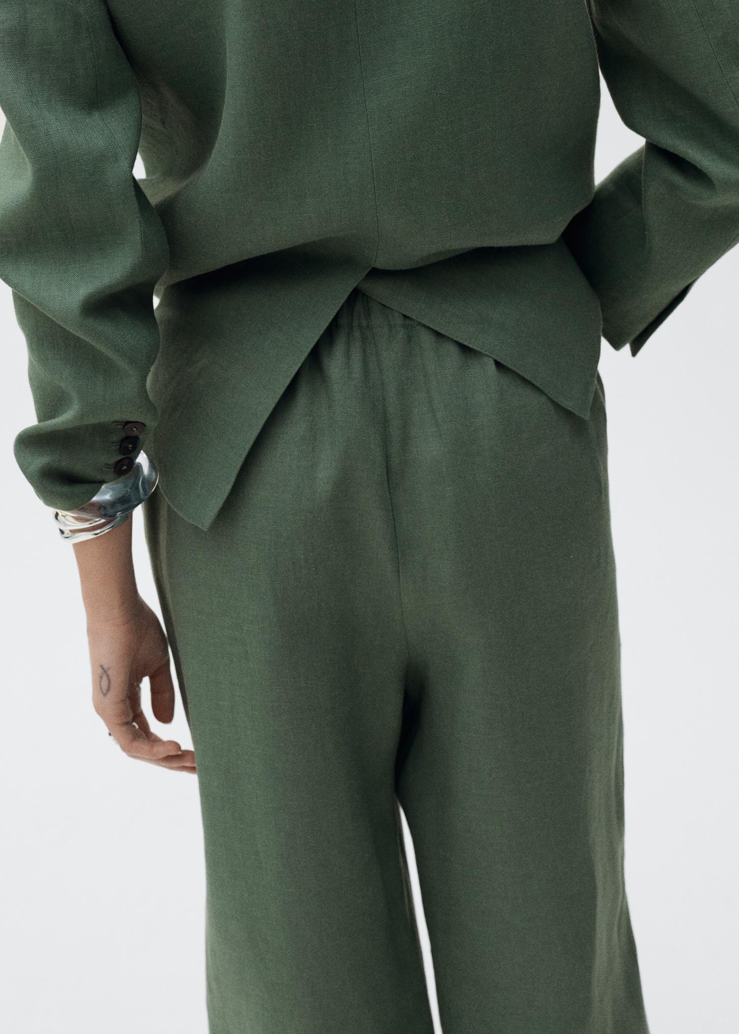 Straight linen-blend trousers - Women | MANGO USA Product Image