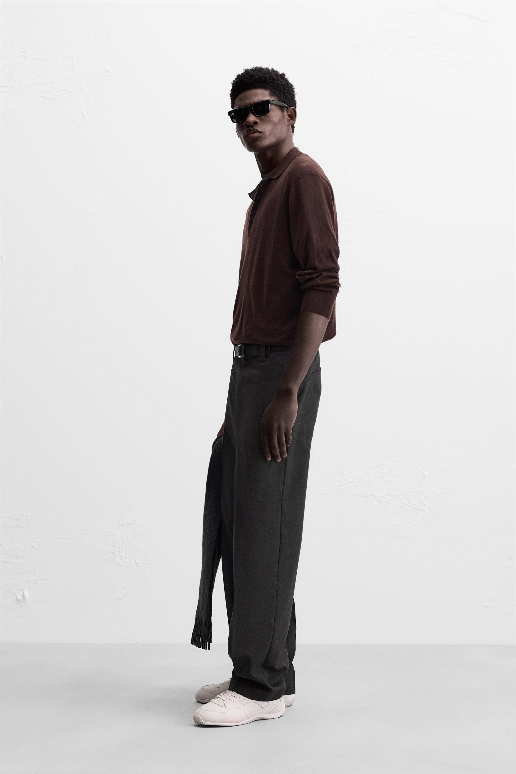 VISCOSE BLEND STRAIGHT FIT PANTS Product Image