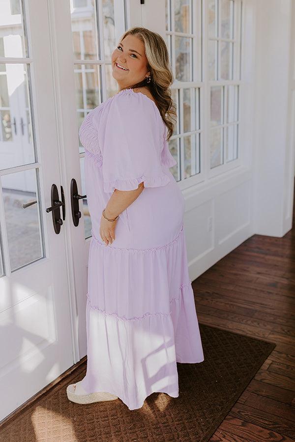Charming Glance Tiered Maxi Dress in Dusty Purple Curves Product Image